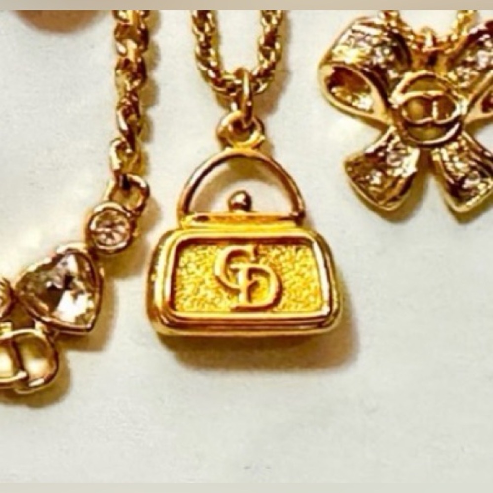 Vintage Christian Dior Gold Purse/ Bag Pendant Necklace